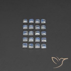 3.10 ct natürliche Bläulich-weiß Regenbogenmondstein-Edelsteine, Quadrat, Transparent / Lichtdurchlässig