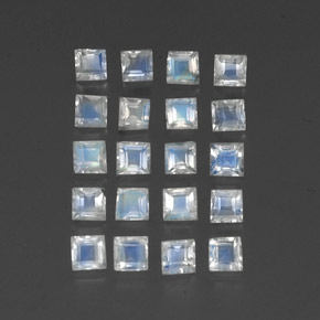 2,60 ct natürliche weißer Regenbogen-Mondstein-Edelsteine, Transparent, Transparent / Lichtdurchlässig