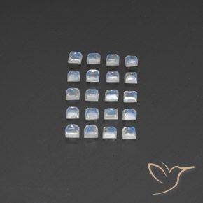 2.91 ct natürliche Bläulich-weiß Regenbogenmondstein-Edelsteine, Quadrat, Transparent / Lichtdurchlässig