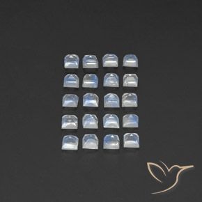 2.42 ct natürliche Bläulich-weiß Regenbogenmondstein-Edelsteine, Quadrat, Transparent