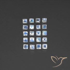 2,94 ct natürliche weißer Regenbogen-Mondstein-Edelsteine, Quadrat, Transparent