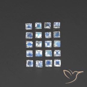 2,94 ct natürliche weißer Regenbogen-Mondstein-Edelsteine, Quadrat, Transparent