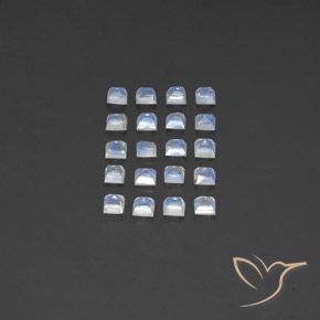 2,94 ct natürliche weißer Regenbogen-Mondstein-Edelsteine, Quadrat, Transparent