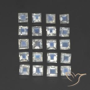 2.87 ct natürliche Bläulich-weiß Regenbogenmondstein-Edelsteine, Quadrat, Transparent