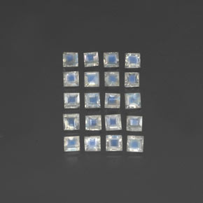  ct natürliche weißer Regenbogen-Mondstein-Edelsteine, Quadrat, Transparent