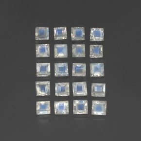  ct natürliche weißer Regenbogen-Mondstein-Edelsteine, Quadrat, Transparent