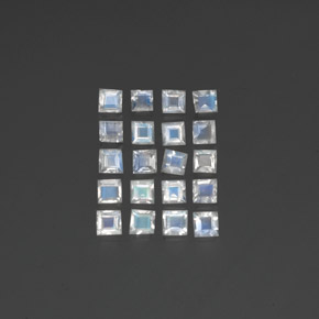 2,28 ct natürliche weißer Regenbogen-Mondstein-Edelsteine, Quadrat, Transparent