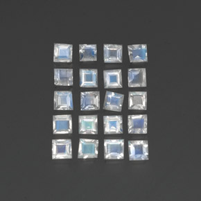 2,28 ct natürliche weißer Regenbogen-Mondstein-Edelsteine, Quadrat, Transparent