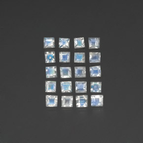 2,88 ct natürliche weißer Regenbogen-Mondstein-Edelsteine, Quadrat, Transparent