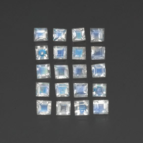 2,88 ct natürliche weißer Regenbogen-Mondstein-Edelsteine, Quadrat, Transparent