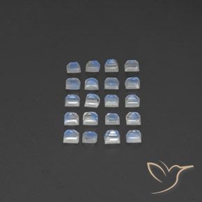 3.06 ct natürliche Bläulich-weiß Regenbogenmondstein-Edelsteine, Quadrat, Transparent