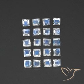 3.25 ct natürliche Bläulich-weiß Regenbogenmondstein-Edelsteine, Quadrat, Transparent