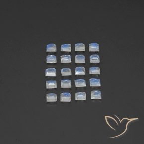 3.25 ct natürliche Bläulich-weiß Regenbogenmondstein-Edelsteine, Quadrat, Transparent