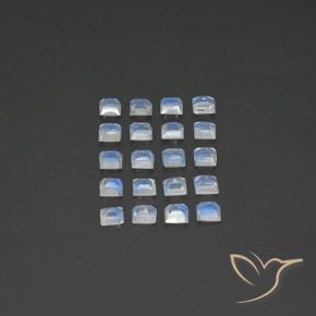 2.95 ct natürliche Bläulich-weiß Regenbogenmondstein-Edelsteine, Quadrat, Transparent
