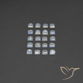 3.22 ct natürliche Bläulich-weiß Regenbogenmondstein-Edelsteine, Quadrat, Transparent / Lichtdurchlässig