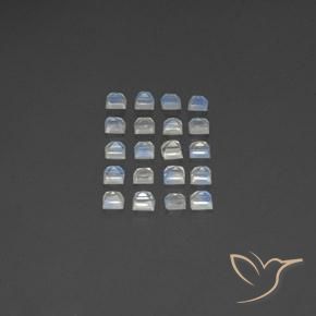 3.44 ct natürliche Bläulich-weiß Regenbogenmondstein-Edelsteine, Quadrat, Transparent