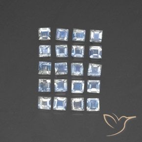 2.60 ct natürliche Bläulich-weiß Regenbogenmondstein-Edelsteine, Quadrat, Transparent