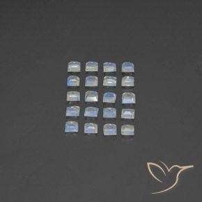2.60 ct natürliche Bläulich-weiß Regenbogenmondstein-Edelsteine, Quadrat, Transparent