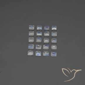 2.66 ct natürliche Bläulich-weiß Regenbogenmondstein-Edelsteine, Quadrat, Transparent