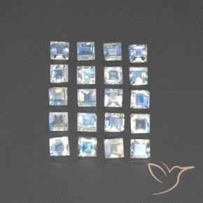 3.16 ct natürliche Bläulich-weiß Regenbogenmondstein-Edelsteine, Quadrat, Transparent
