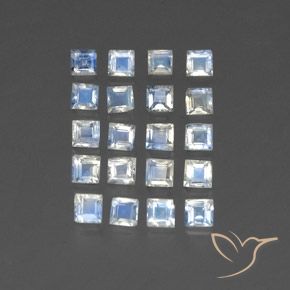 2.81 ct natürliche Bläulich-weiß Regenbogenmondstein-Edelsteine, Quadrat, Transparent