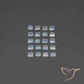 2.81 ct natürliche Bläulich-weiß Regenbogenmondstein-Edelsteine, Quadrat, Transparent