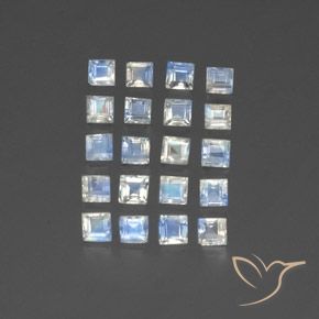 3.26 ct natürliche Bläulich-weiß Regenbogenmondstein-Edelsteine, Quadrat, Transparent