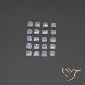 3.26 ct natürliche Bläulich-weiß Regenbogenmondstein-Edelsteine, Quadrat, Transparent
