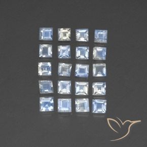 2.77 ct natürliche Bläulich-weiß Regenbogenmondstein-Edelsteine, Quadrat, Transparent