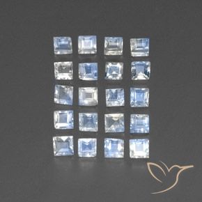 3.26 ct natürliche Bläulich-weiß Regenbogenmondstein-Edelsteine, Quadrat, Transparent