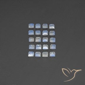 2.96 ct natürliche Bläulich-weiß Regenbogenmondstein-Edelsteine, Quadrat, Transparent