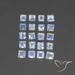 3.01 ct natürliche Bläulich-weiß Regenbogenmondstein-Edelsteine, Quadrat, Transparent