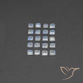 3.01 ct natürliche Bläulich-weiß Regenbogenmondstein-Edelsteine, Quadrat, Transparent