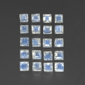  ct natürliche weißer Regenbogen-Mondstein-Edelsteine, Quadrat, Transparent
