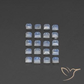 3.57 ct natürliche Bläulich-weiß Regenbogenmondstein-Edelsteine, Quadrat, Transparent