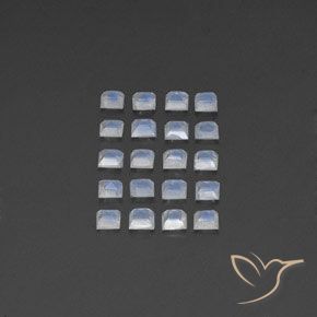 2.68 ct natürliche Bläulich-weiß Regenbogenmondstein-Edelsteine, Quadrat, Transparent / Lichtdurchlässig
