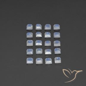 3.14 ct natürliche Bläulich-weiß Regenbogenmondstein-Edelsteine, Quadrat, Transparent / Lichtdurchlässig
