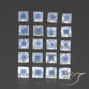 3.09 ct natürliche Bläulich-weiß Regenbogenmondstein-Edelsteine, Quadrat, Transparent