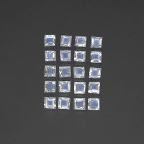2,35 ct natürliche weißer Regenbogen-Mondstein-Edelsteine, Quadrat, Transparent