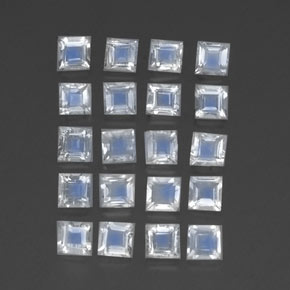 2,35 ct natürliche weißer Regenbogen-Mondstein-Edelsteine, Quadrat, Transparent