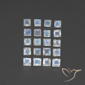 2.53 ct natürliche Bläulich-weiß Regenbogenmondstein-Edelsteine, Quadrat, Transparent