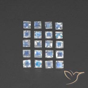 2.70 ct natürliche Bläulich-weiß Regenbogenmondstein-Edelsteine, Quadrat, Transparent