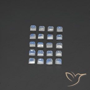2.88 ct natürliche Bläulich-weiß Regenbogenmondstein-Edelsteine, Quadrat, Transparent
