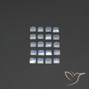 2.90 ct natürliche Bläulich-weiß Regenbogenmondstein-Edelsteine, Quadrat, Transparent