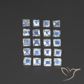 2.15 ct natürliche Bläulich-weiß Regenbogenmondstein-Edelsteine, Quadrat, Transparent