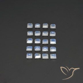 2.15 ct natürliche Bläulich-weiß Regenbogenmondstein-Edelsteine, Quadrat, Transparent