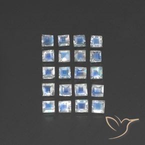 2.83 ct natürliche Bläulich-weiß Regenbogenmondstein-Edelsteine, Quadrat, Transparent