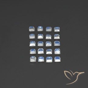 2.83 ct natürliche Bläulich-weiß Regenbogenmondstein-Edelsteine, Quadrat, Transparent