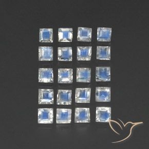 3.34 ct natürliche Bläulich-weiß Regenbogenmondstein-Edelsteine, Quadrat, Transparent