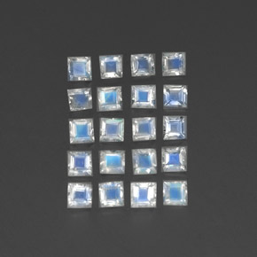 3.29 ct natürliche Bläulich-weiß Regenbogenmondstein-Edelsteine, Quadrat, Transparent